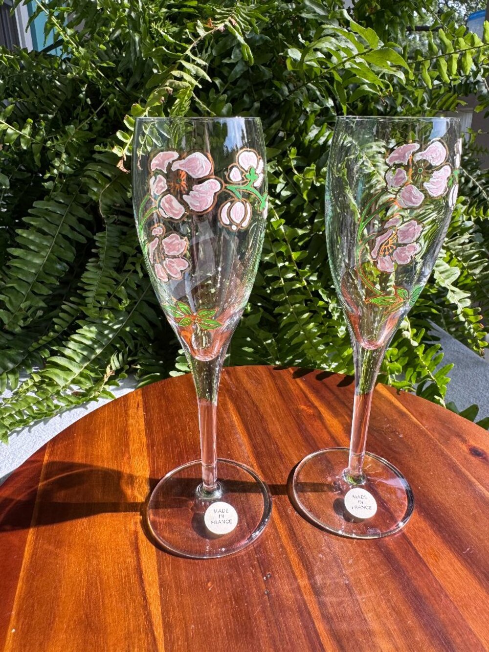 Set of 2 Vintage Perrier-Jouët Belle Époque Champagne Flutes - Hand-Painted